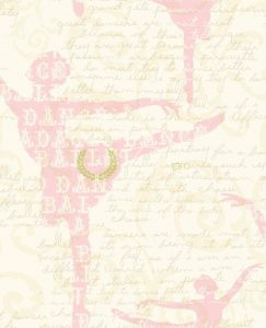 Tapet pentru fetite din hartie cu text incurajator pe fundal de balerina nuanta roz pal.